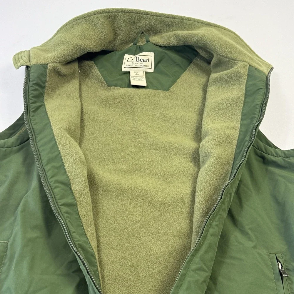 L.L. Bean Vest Mens LT Tall Green Fleece‎ Lined Full Zip Windbreaker Outdoor